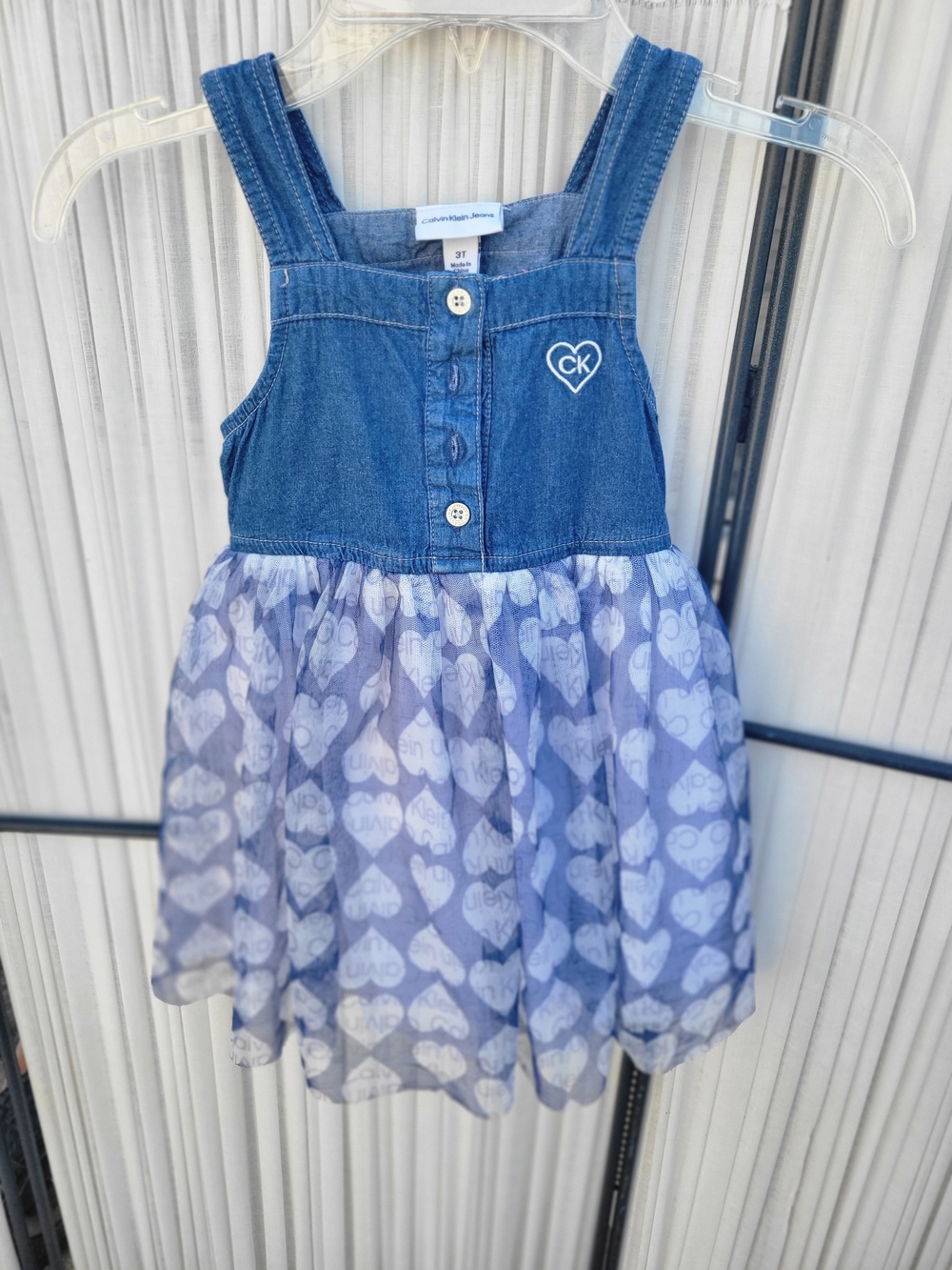 Calvin Klein Blue Denim Heart Tulle Dress